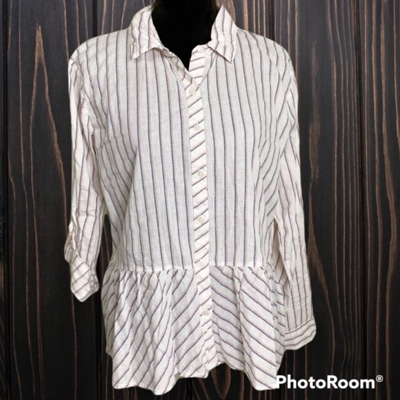 Eden & Olivia Tops - 𝅺Eden & Olivia peplum pink white black blouse size large